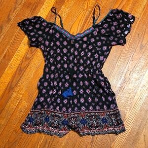 Bohemian Black and Multicolor Romper